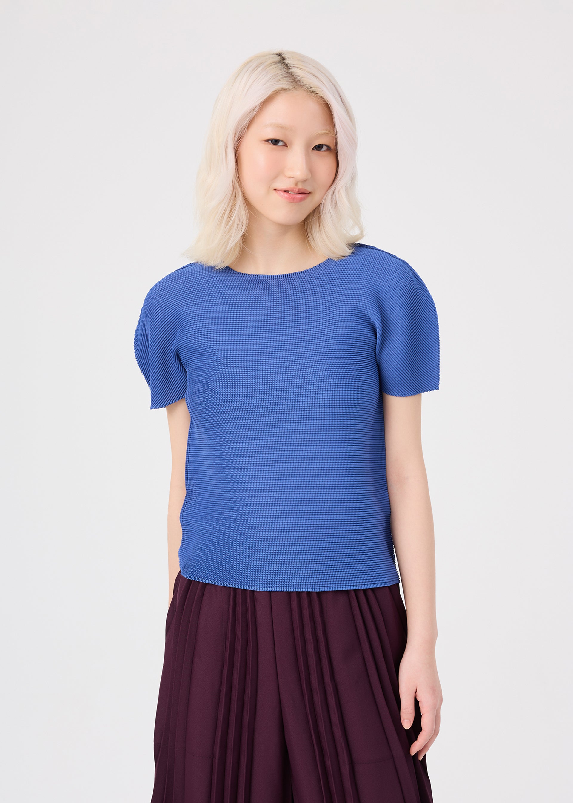 Issey Miyake Stretch Pleats 2 top Rose Pink s rukávem