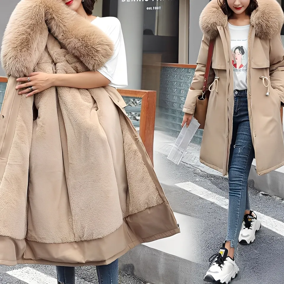 Norielle zimní kabát oversize s kapucí khaki