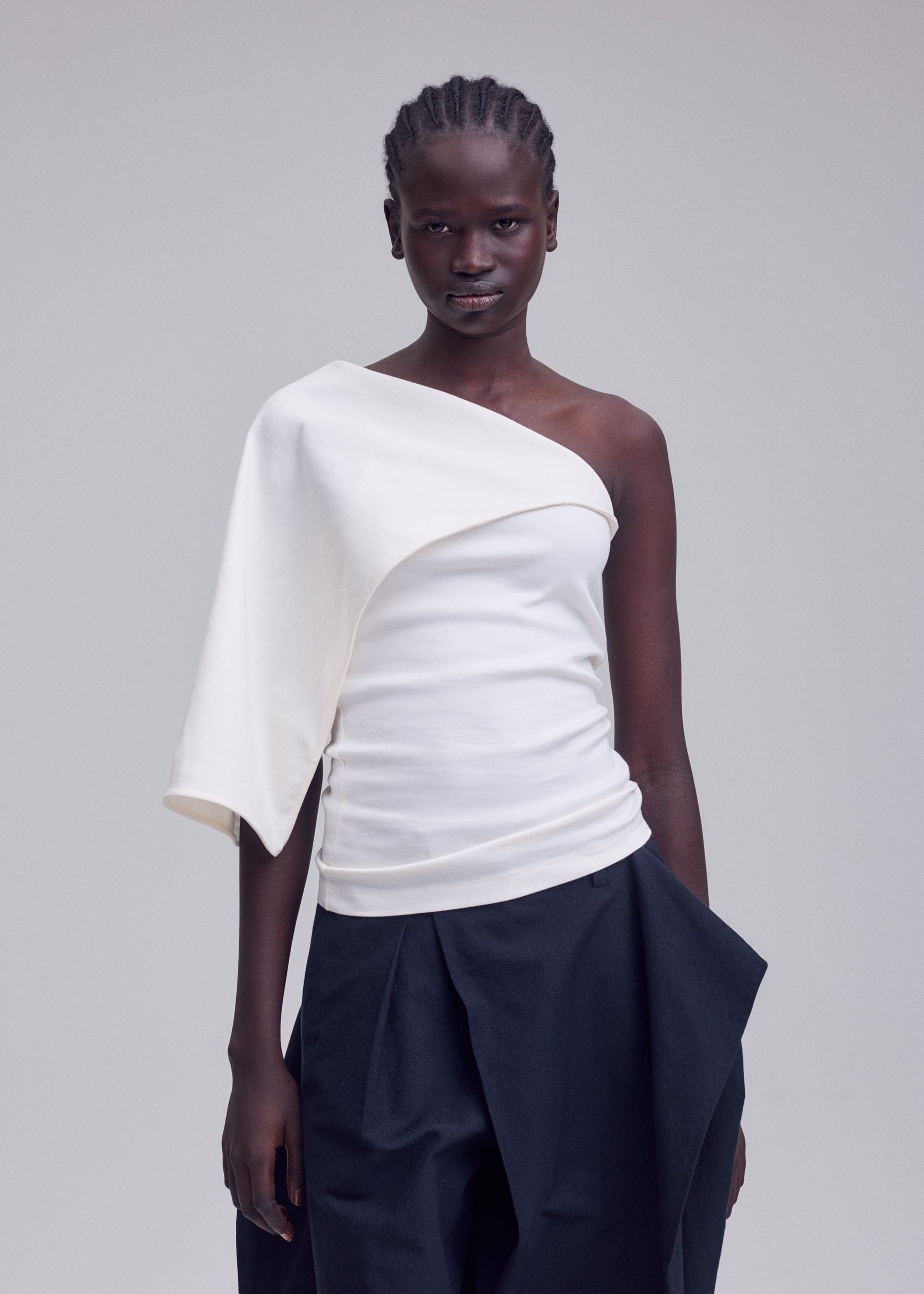 Issey Miyake Extension Cotton top bílý bavlněný