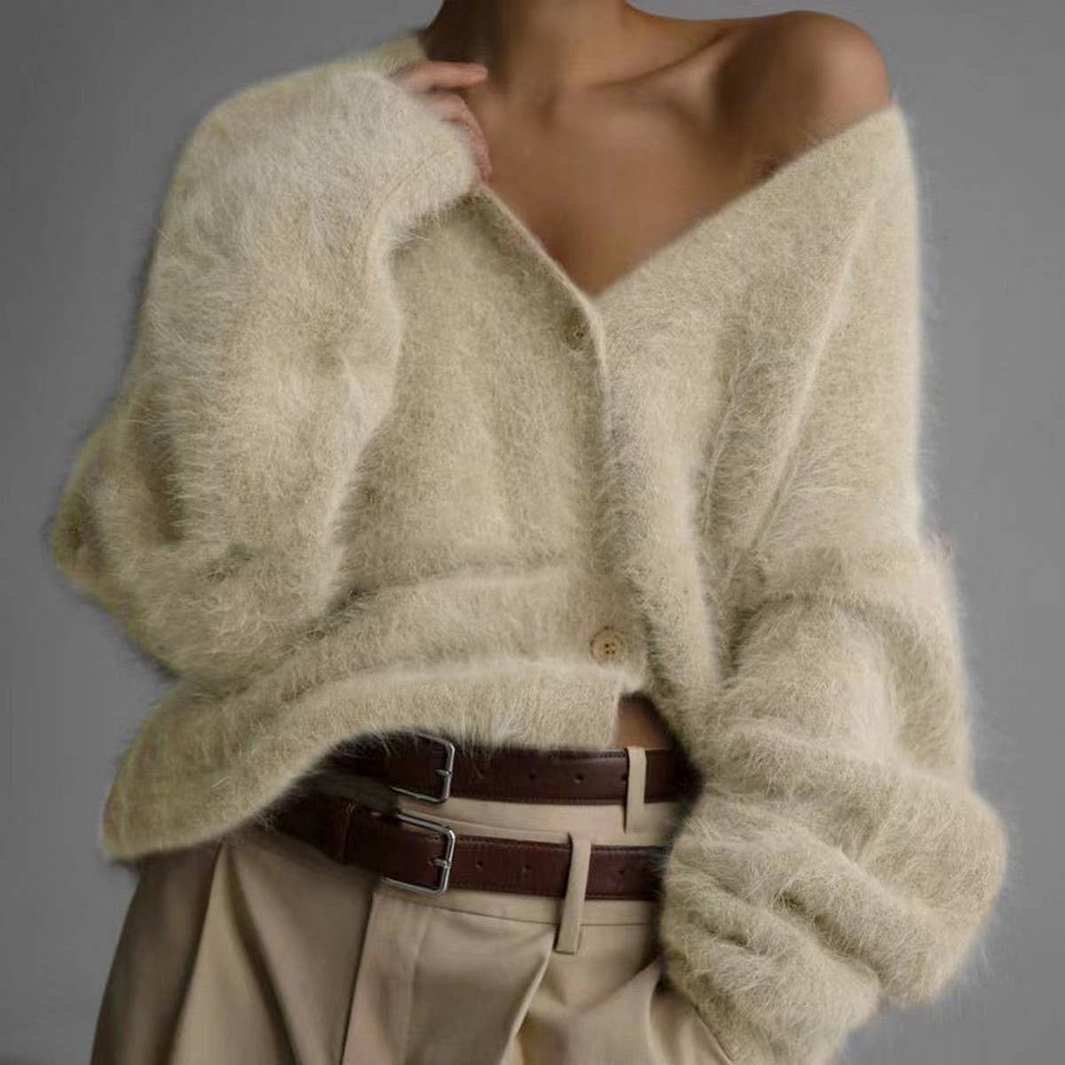 Norielle pletený cardigan s výstřihem do V bílý