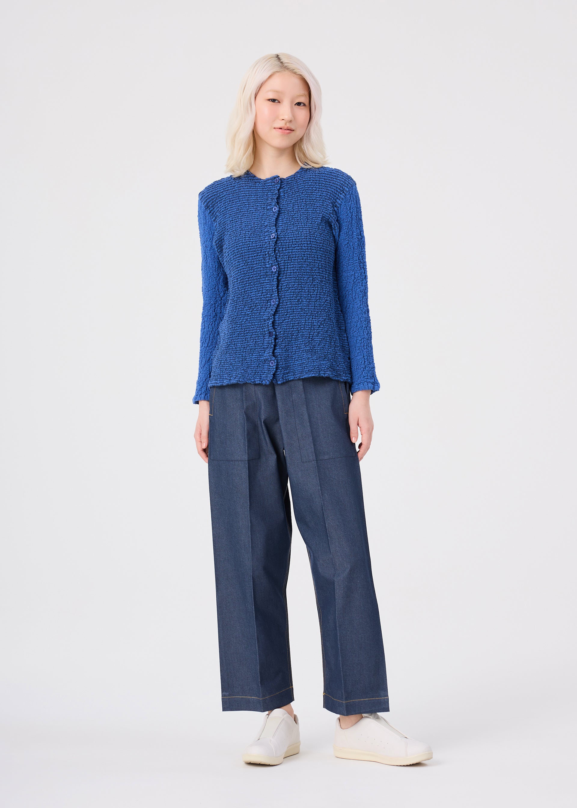 Issey Miyake Stripe Cauliflower cardigan černý proužky