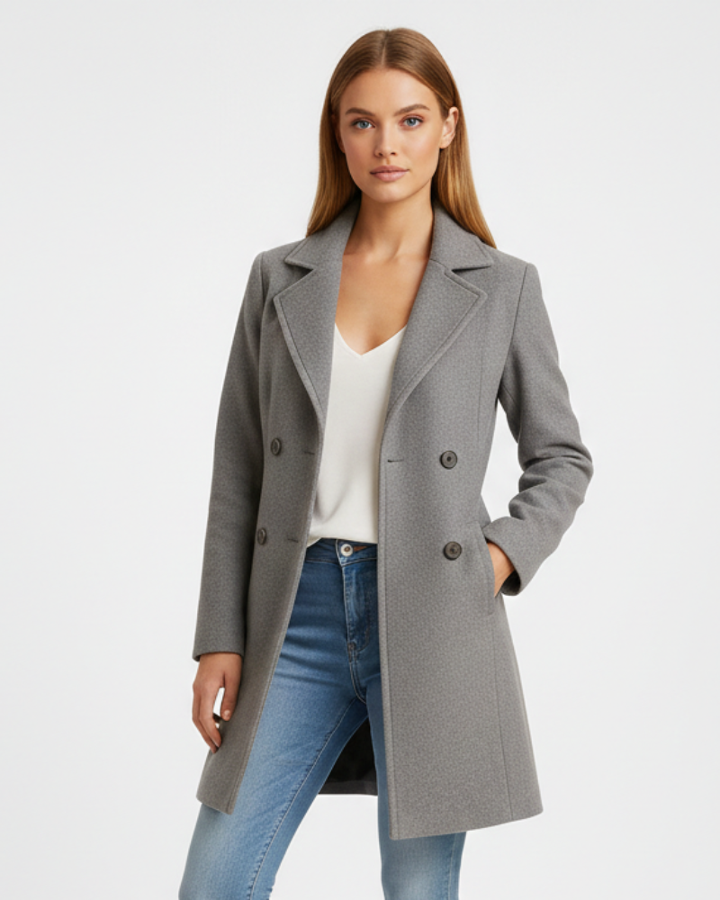 Norielle elegantní kabát midi s projmutým střihem