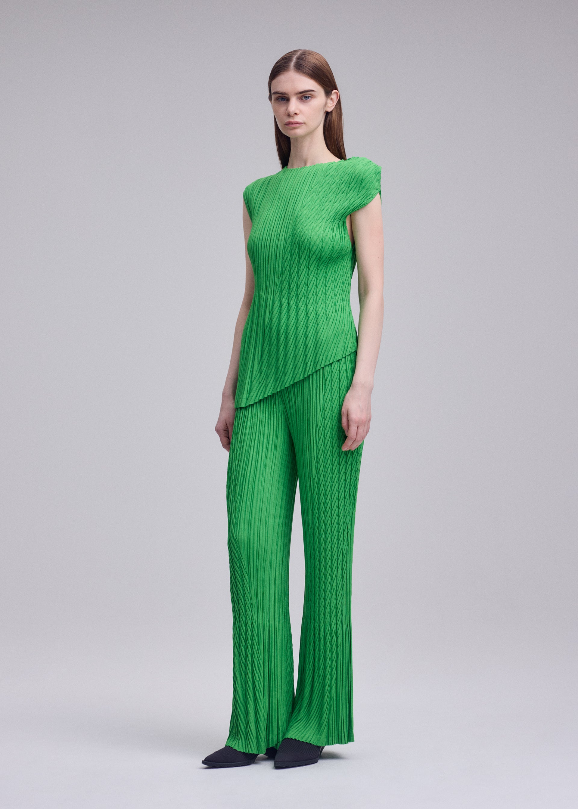 Issey Miyake Unfurling Pleats kalhoty zelené vel. 2 šikmé