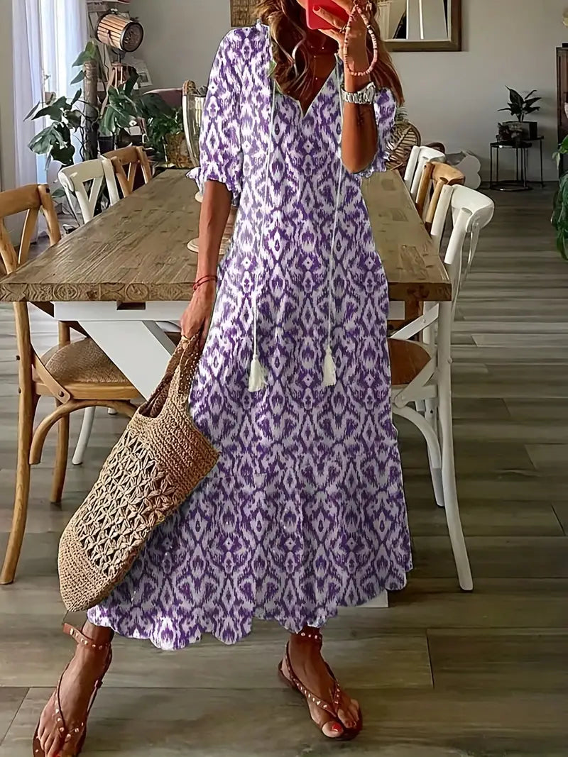 Norielle Bohème maxi šaty květované modré