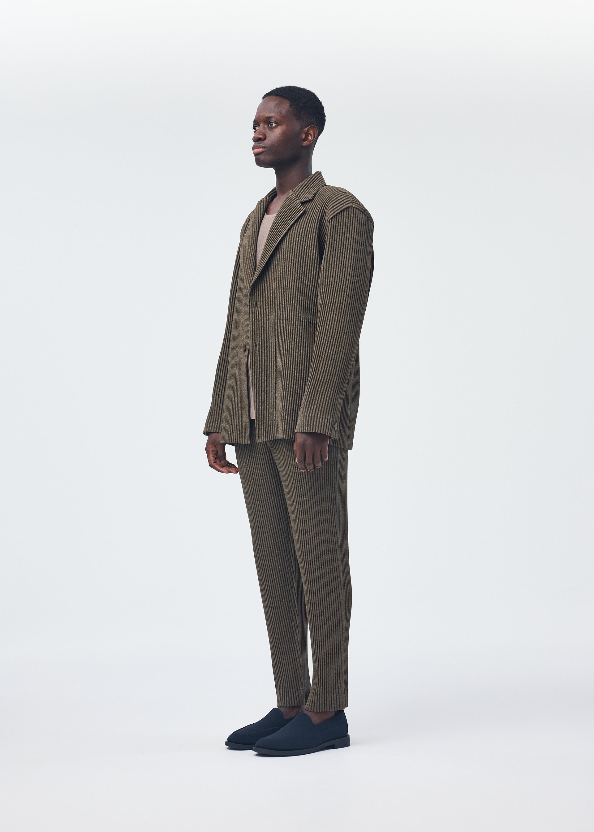 Issey Miyake Wool Like Light sako šedá vlněný vzhled