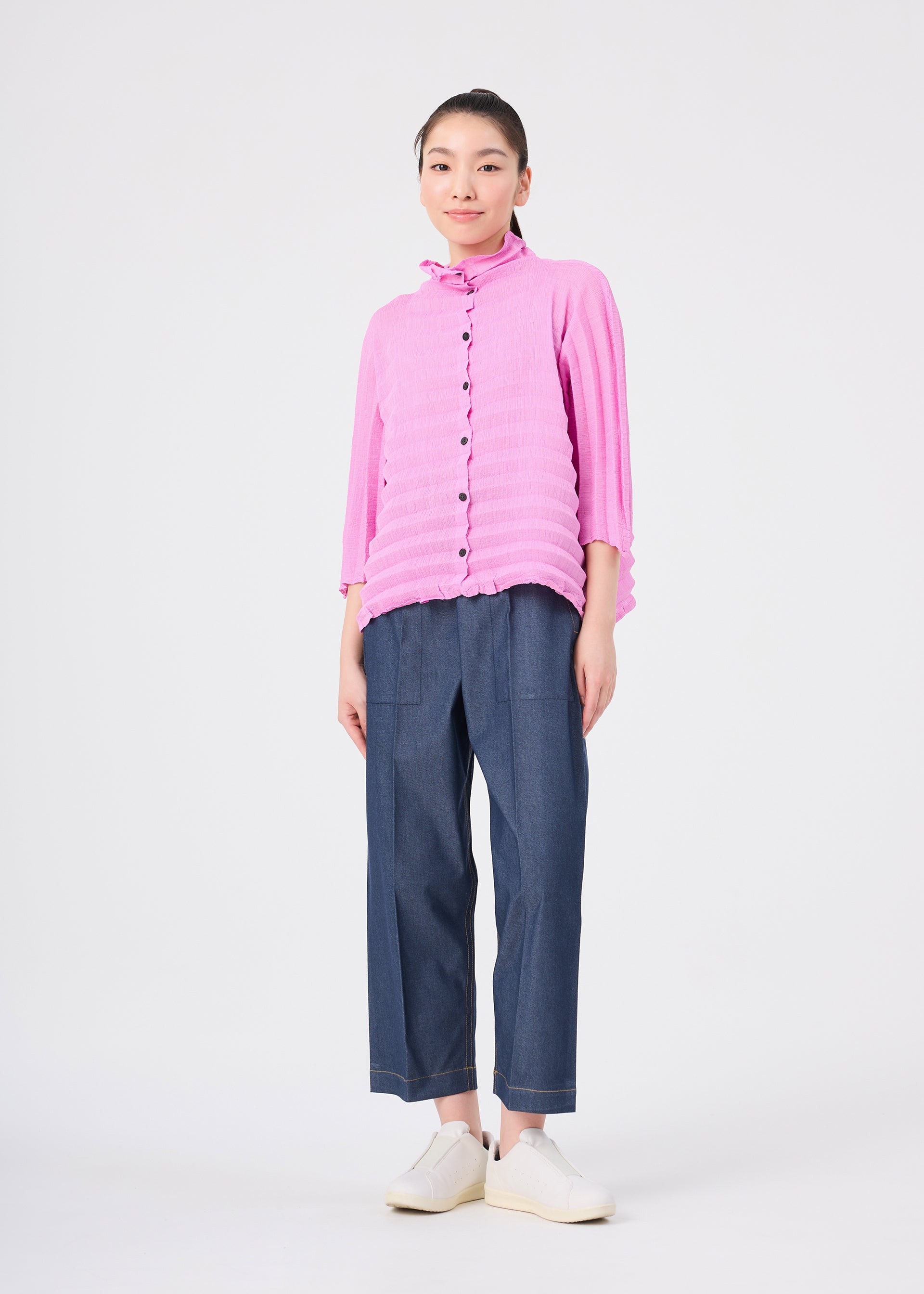 Issey Miyake Accordion See-Through Crepe kardigan gray