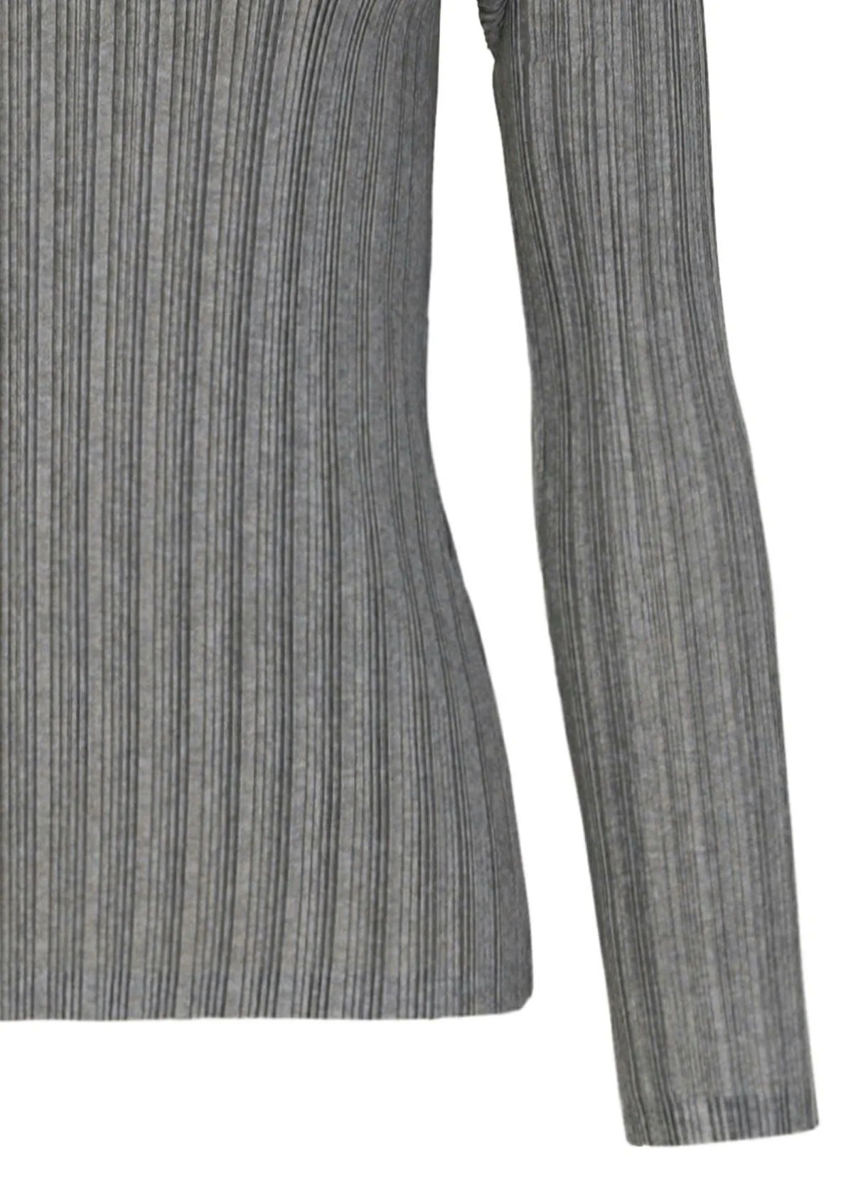 Issey Miyake Rib Pleats Basics top světle šedý dlouhý rukáv
