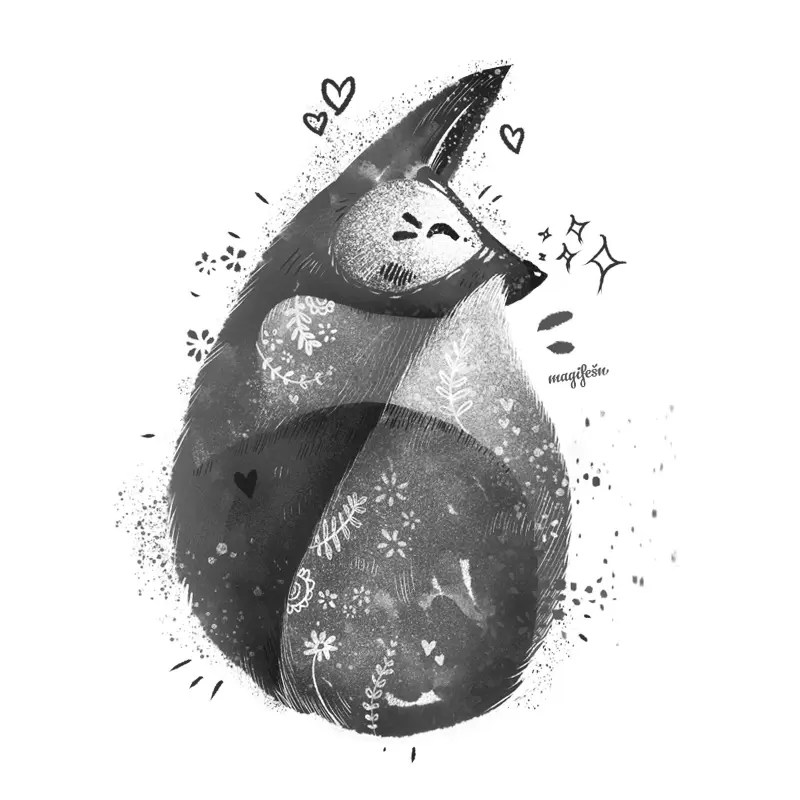 Magifešn polštář Foxi BW 50x50 bavlna