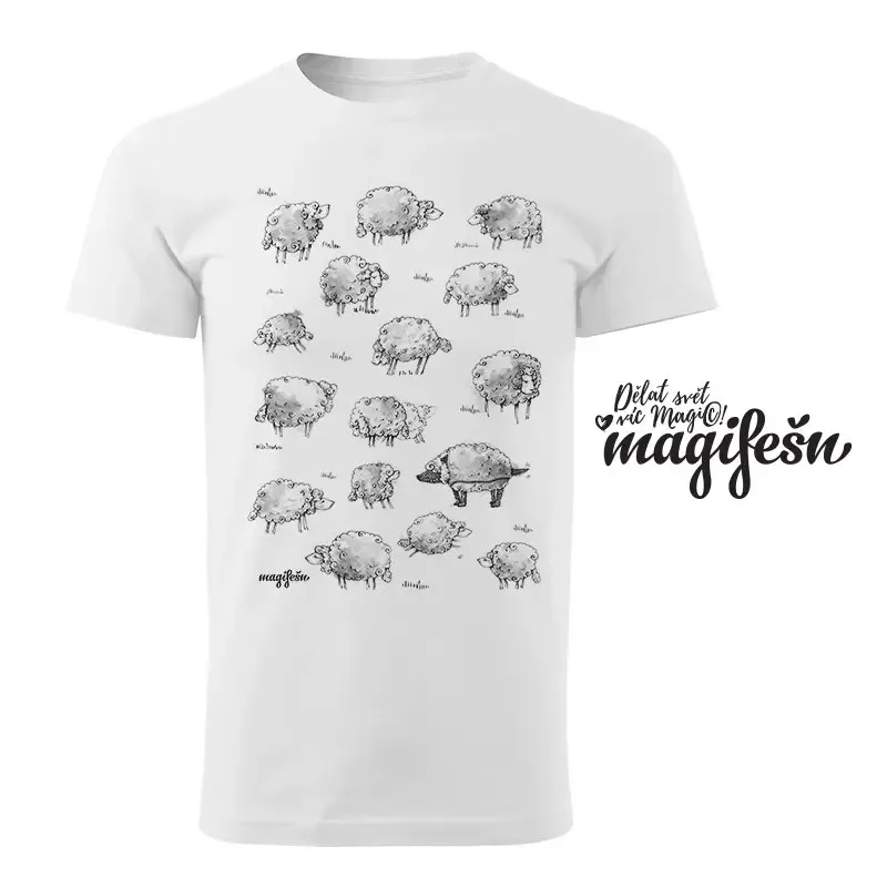 Magifešn Ovečky a vlk XY unisex tričko bio BW