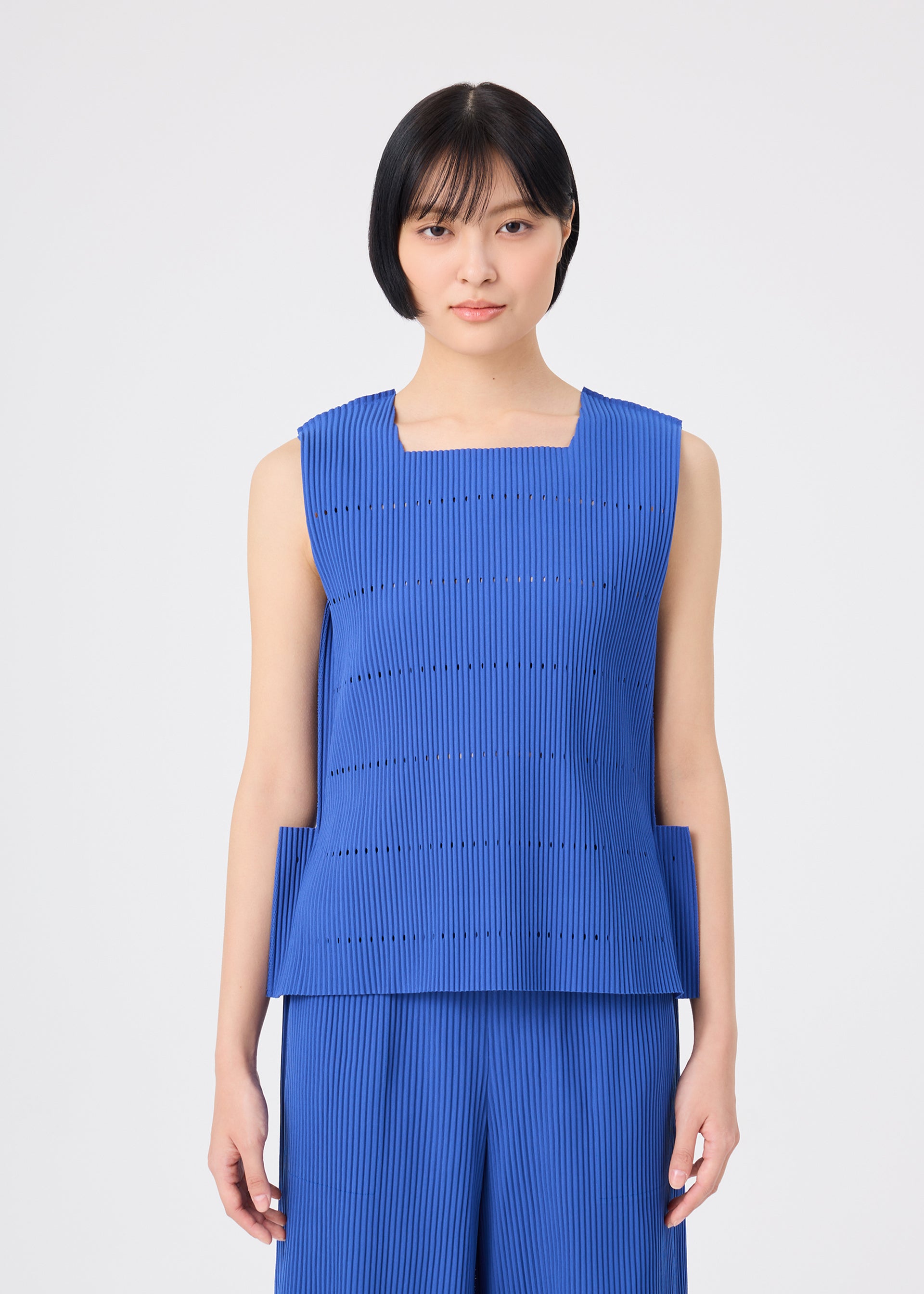 Issey Miyake Tower Pleats úpletový top růžová