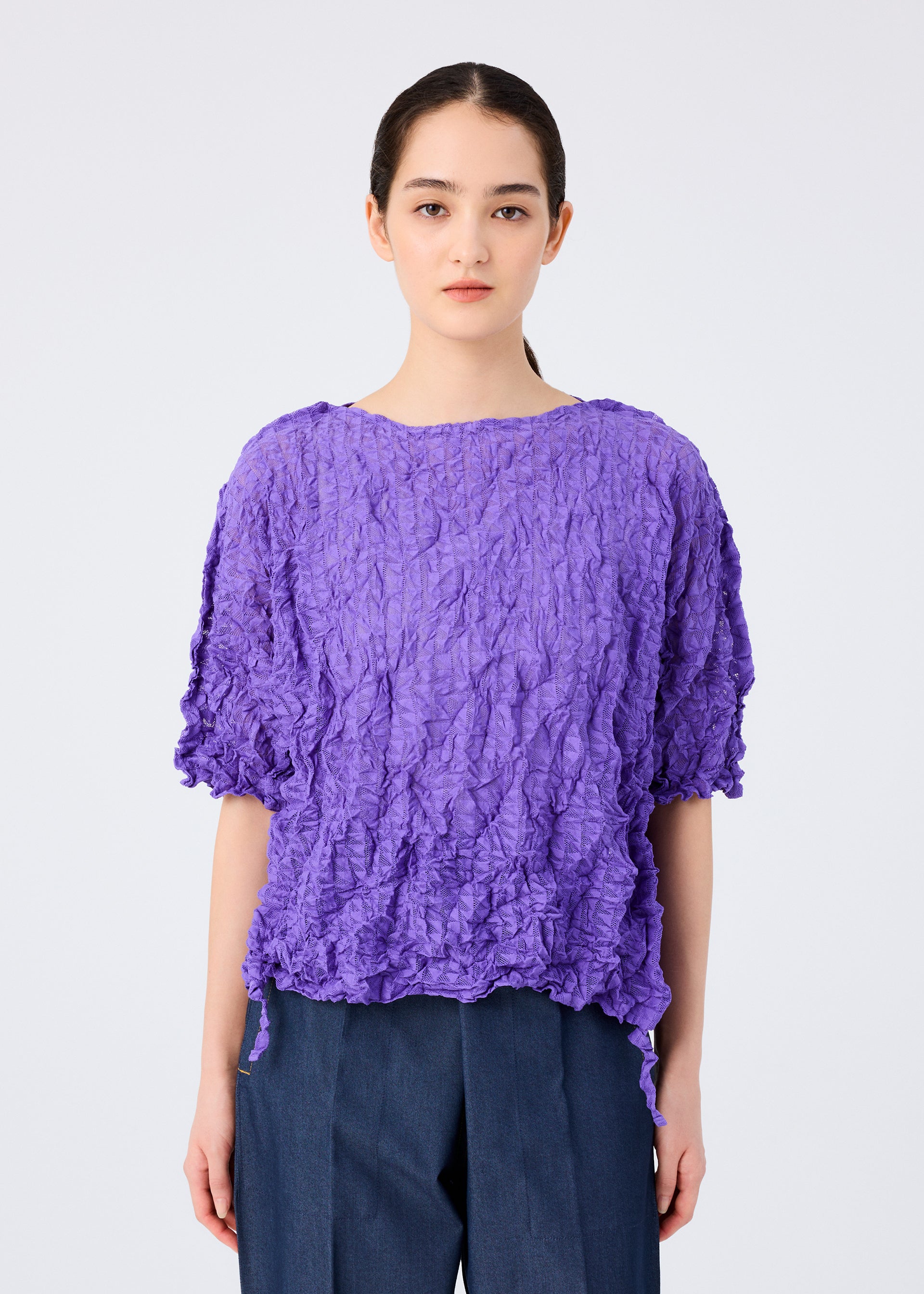 Issey Miyake Kaleidoscope Lace Meringue top bílý