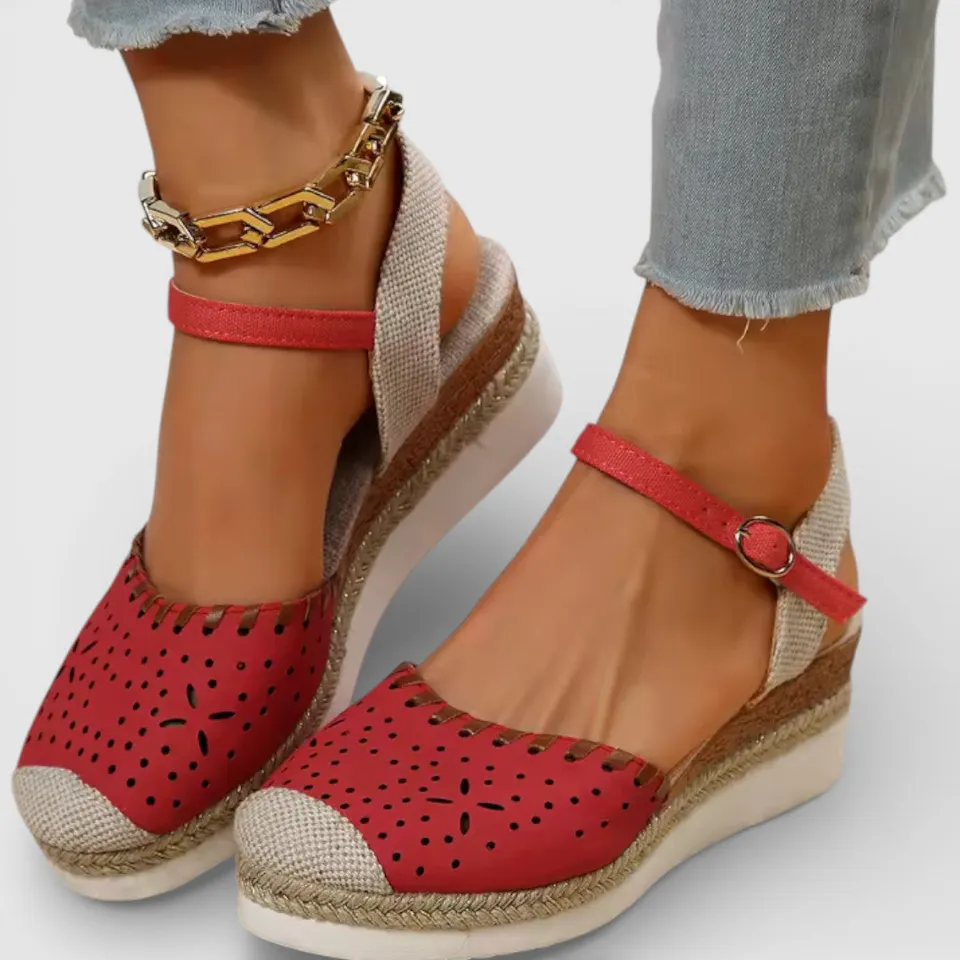 Norielle espadrilky na klínku béžové perforované