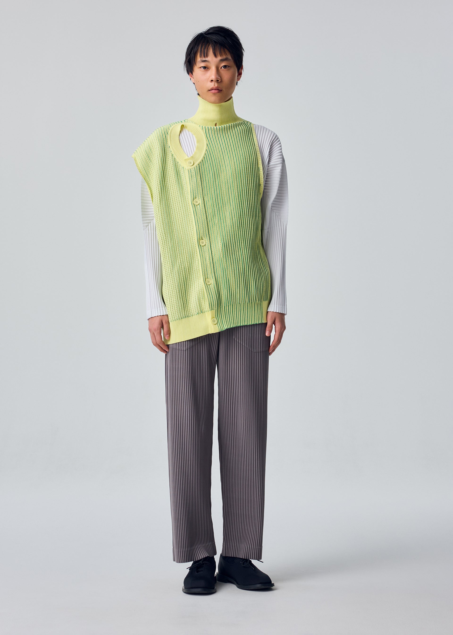 Issey Miyake Homme Plissé In The Shadow Knit vesta černá pletená