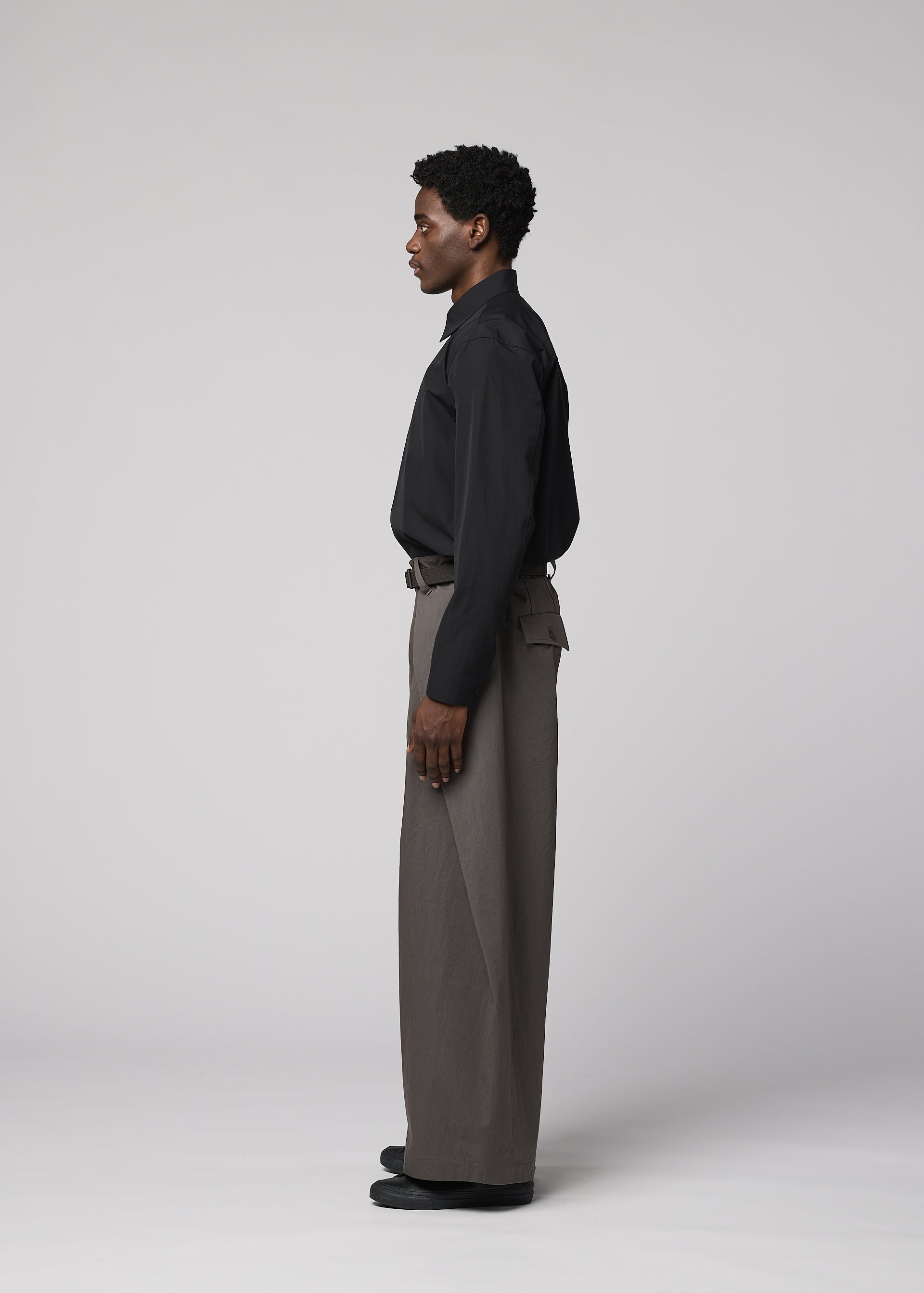 Issey Miyake Overlap kalhoty brown široké