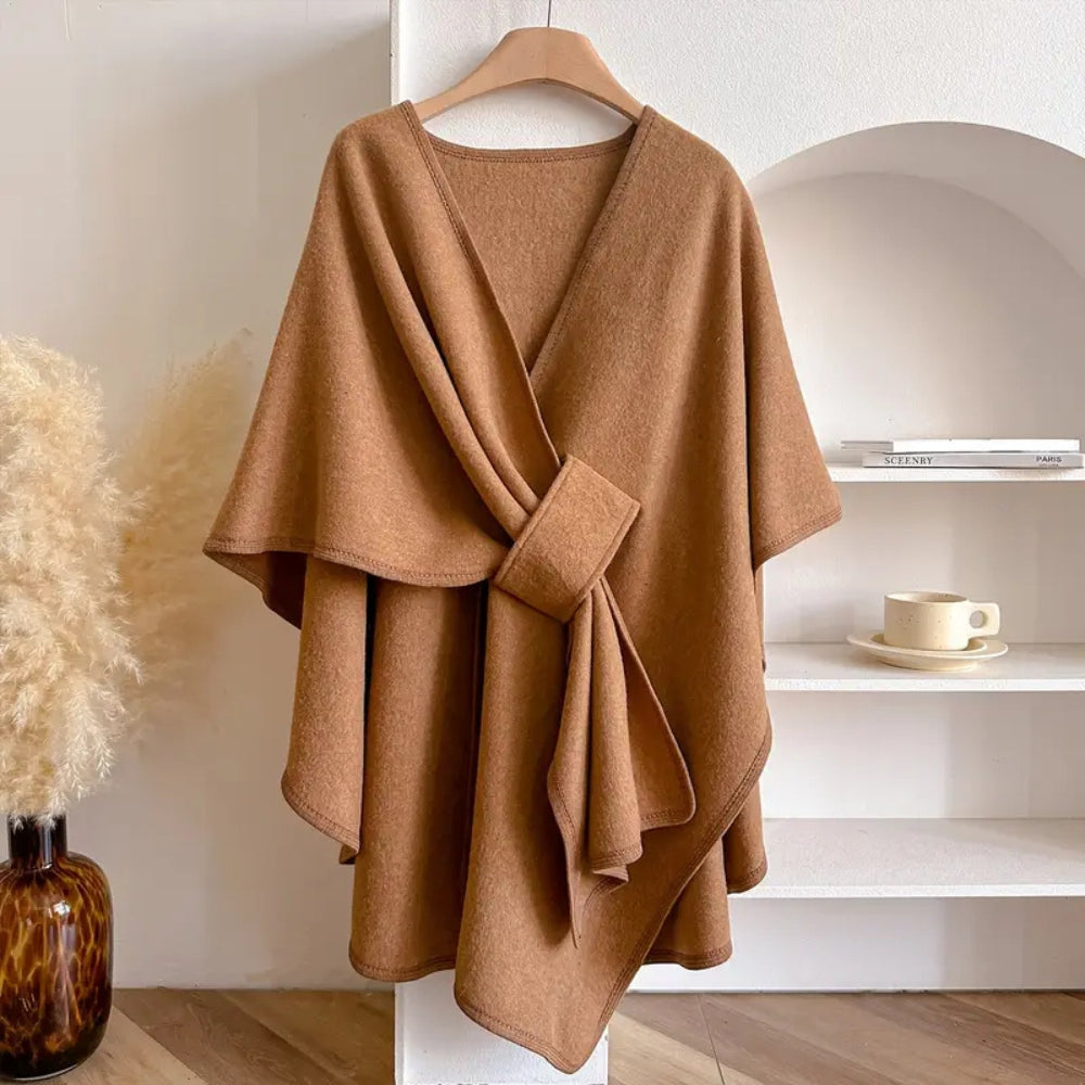 Norielle oversize pončo s páskem světle hnědé