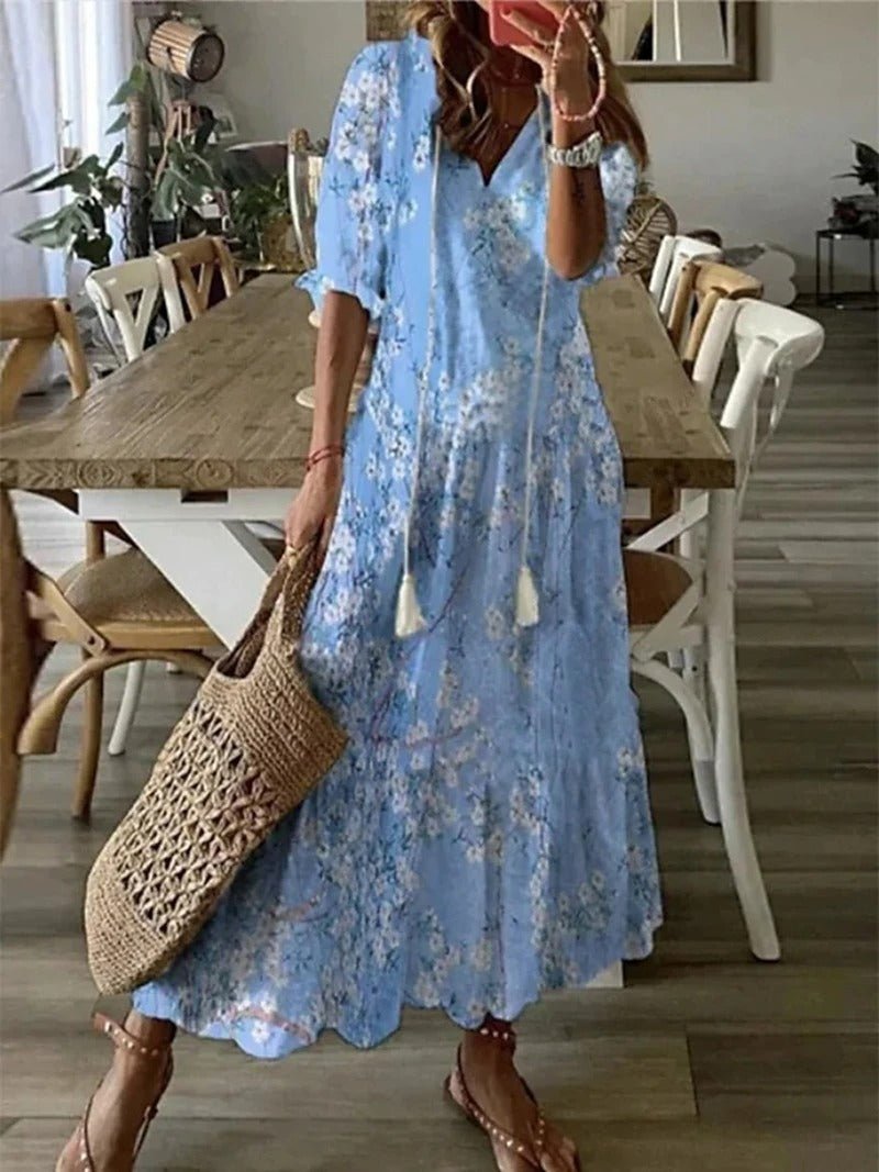 Norielle dlouhé květované šaty béžová boho