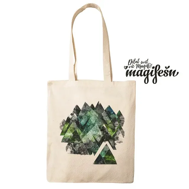 Magifešn MEDIUM Hory plátěná taška zelená recyklovaná