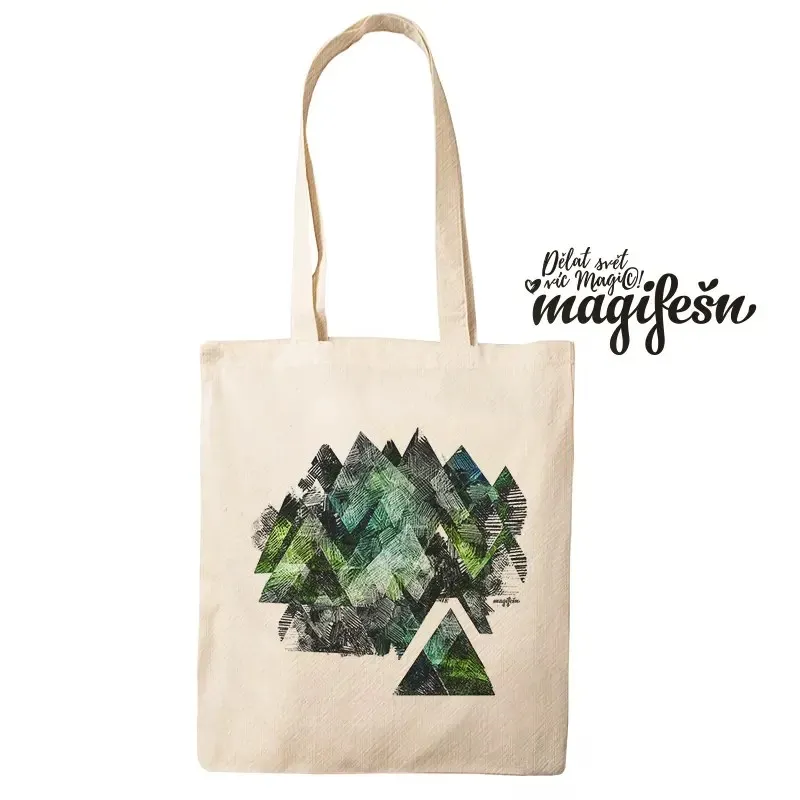 Magifešn MEDIUM Hory plátěná taška zelená recyklovaná