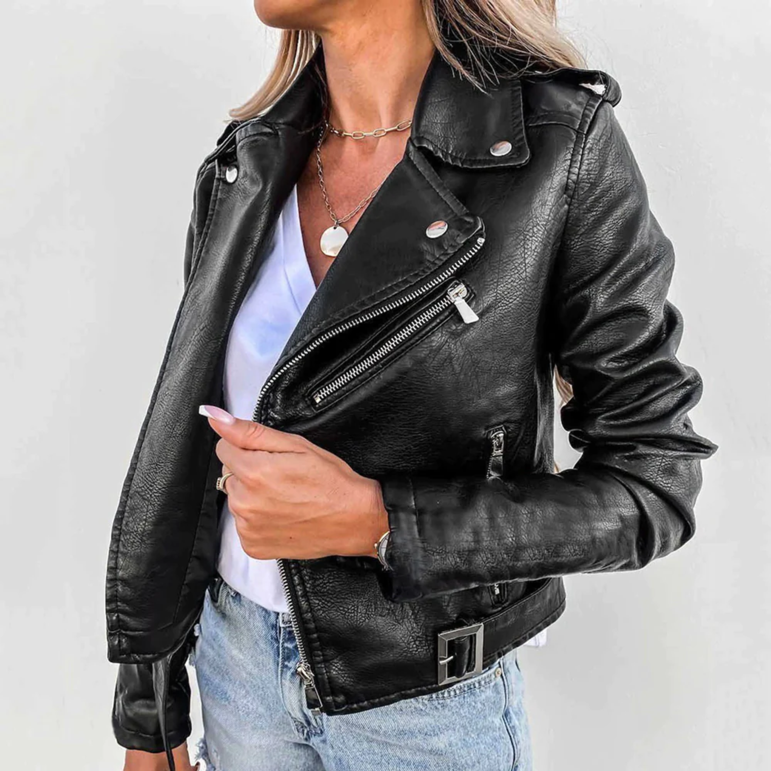 Norielle Biker koženková bunda černá krátká rock