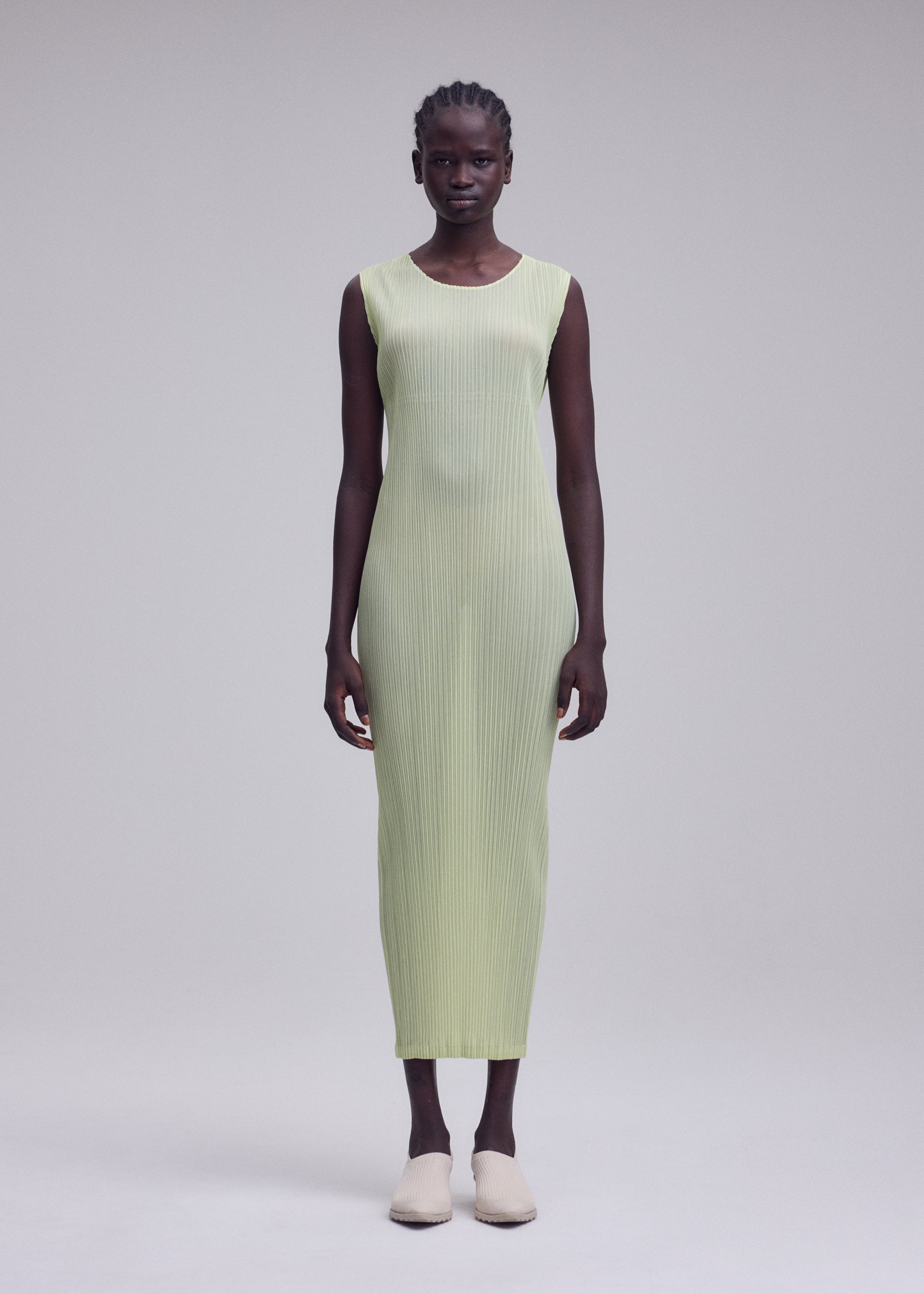 Issey Miyake Sheer Slit Pleats šaty černé bez rukávů 2