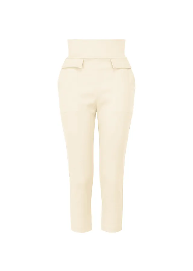 Issey Miyake Extension Cotton capri kalhoty off-white strečové