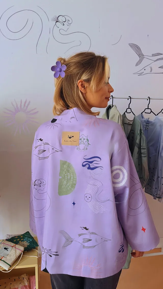 Aurelia & Zwei Frauen Purple Sea kimono fialové