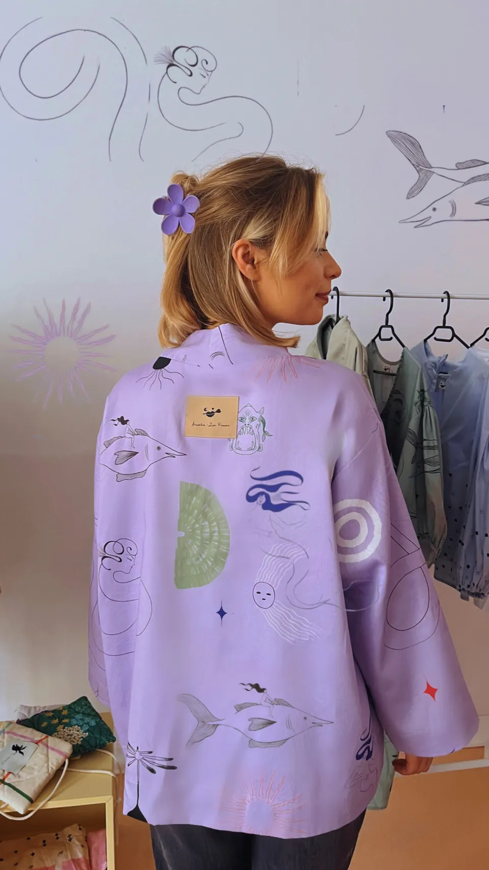 Aurelia & Zwei Frauen Purple Sea kimono fialové