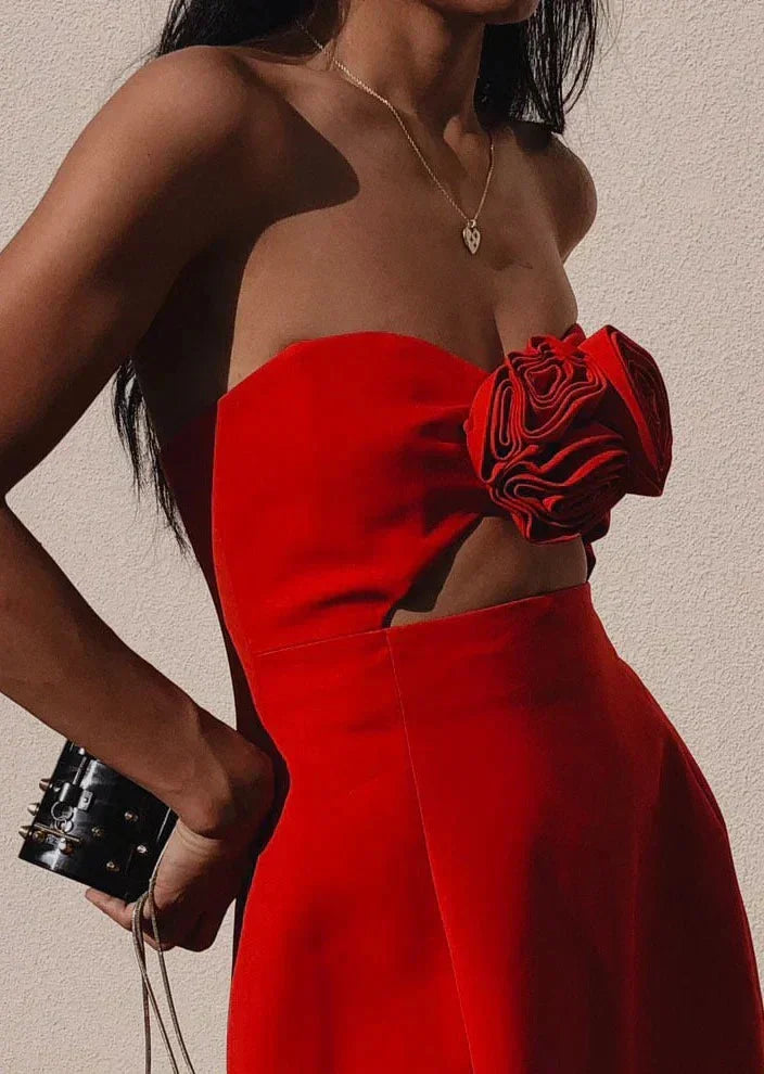 Norielle bustier mini šaty růžové s květem