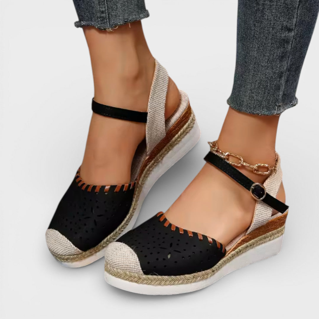 Norielle espadrilky na klínku béžové perforované