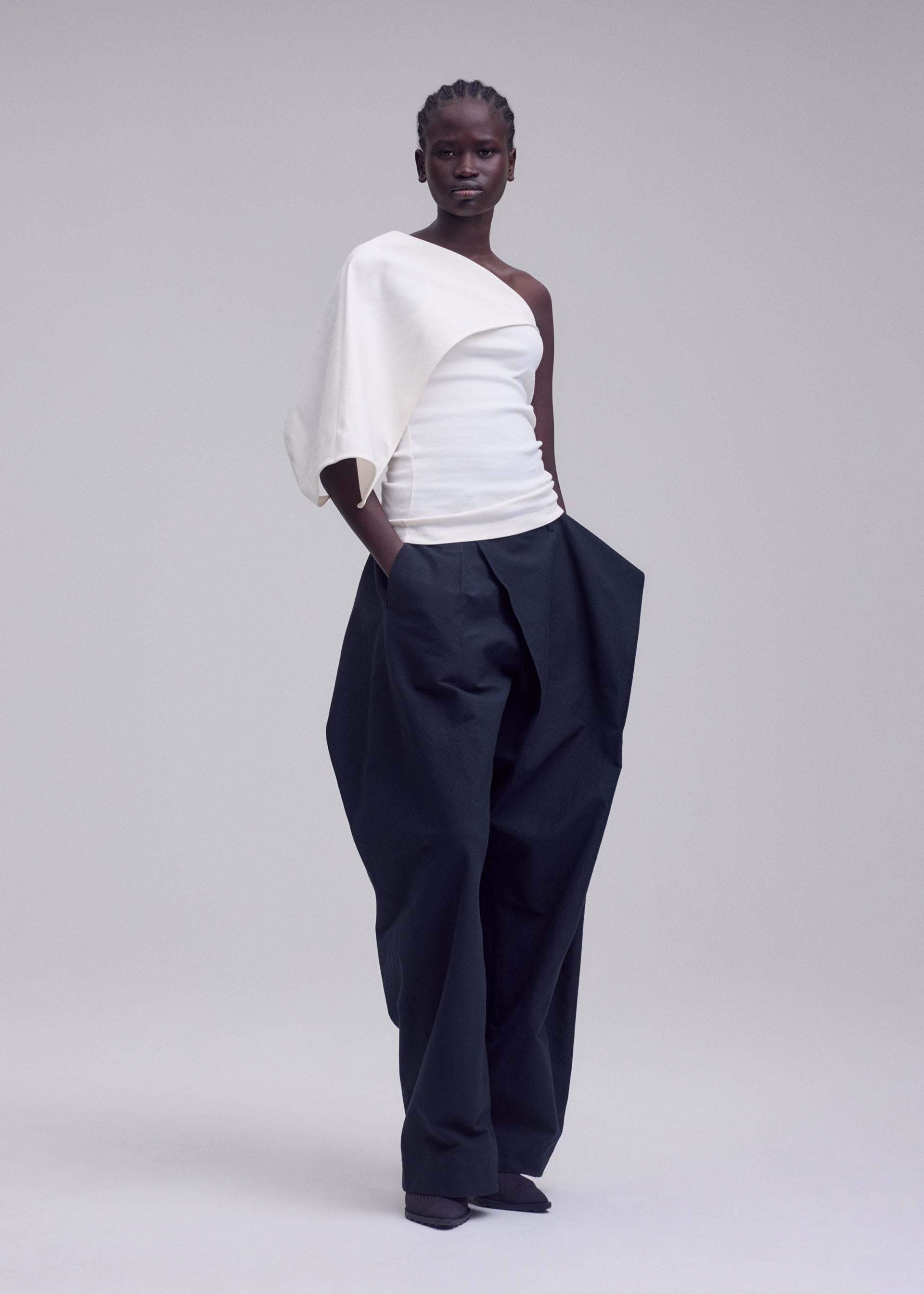 Issey Miyake Extension Cotton top bílý bavlněný