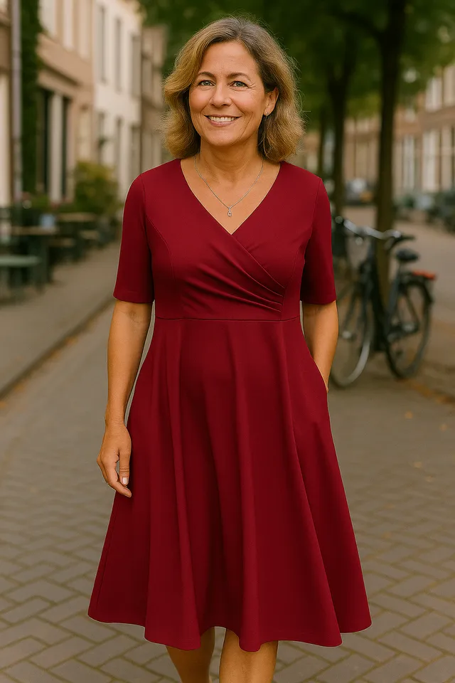 Norielle dámské zavinovací midi šaty červené M