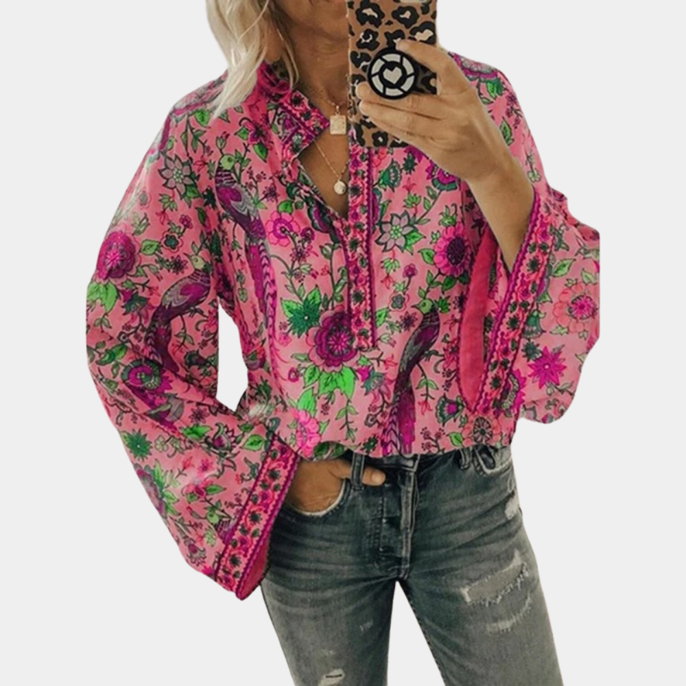 Norielle dámská boho halenka žlutá květovaná véčko