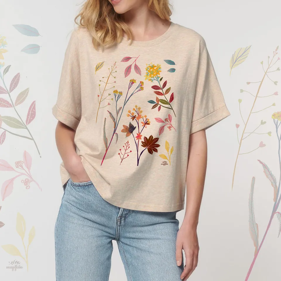 Magifešn KIMONO tričko Herbář Day oversized