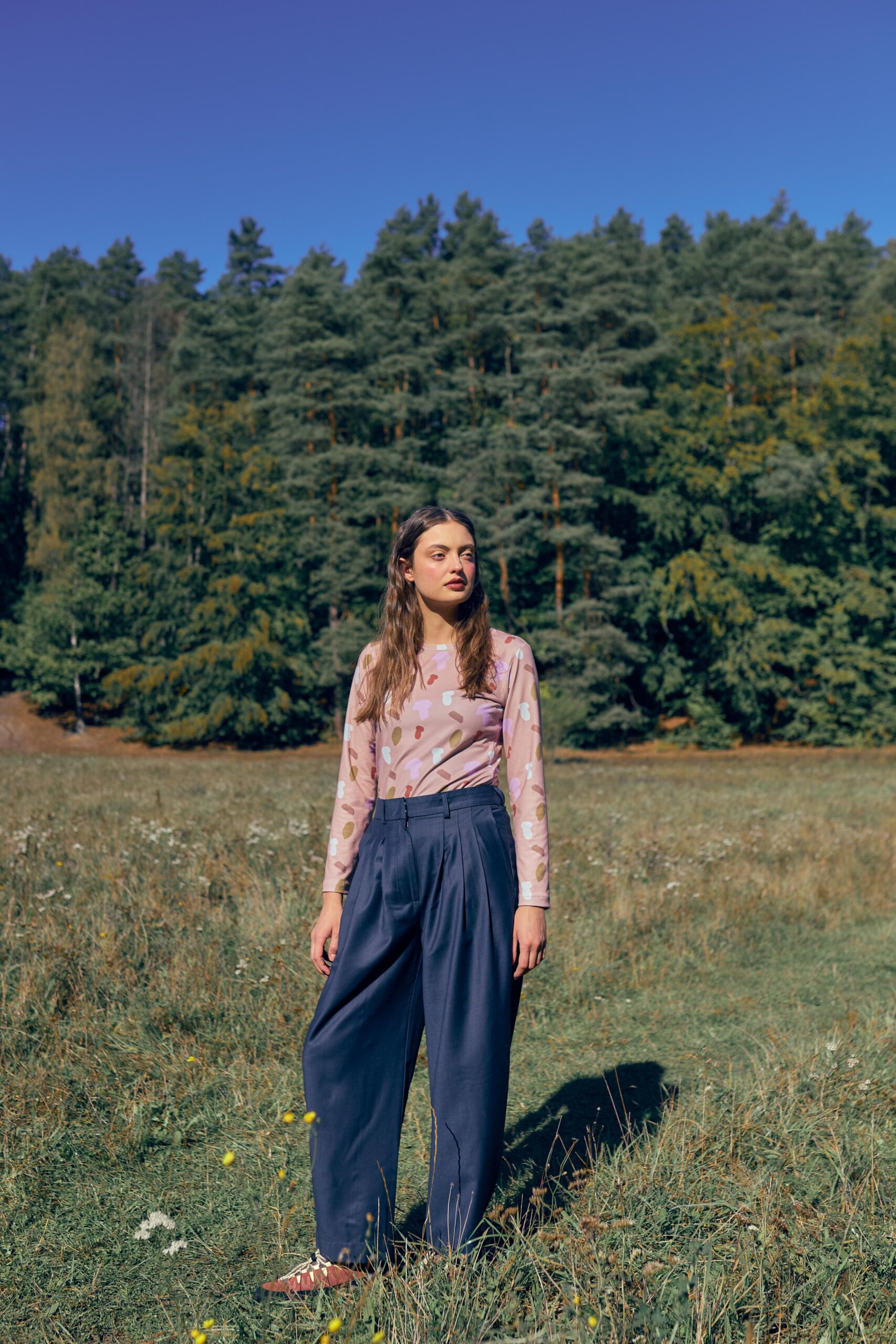 AURELIA & ZWEI FRAUEN Wool Trousers kalhoty Dark Navy vlna