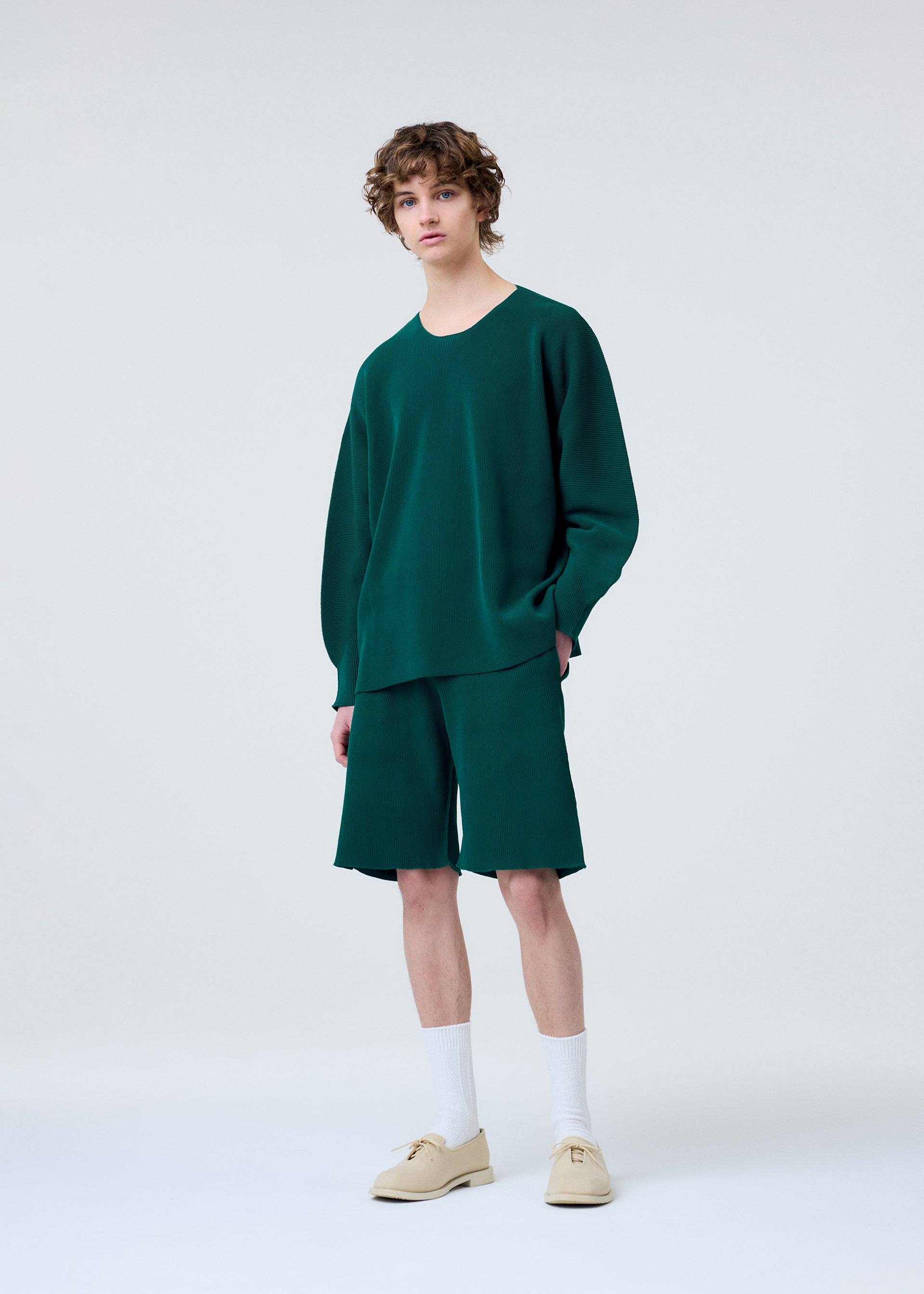 Issey Miyake Basic Knit HP61KF274 kraťasy zelené