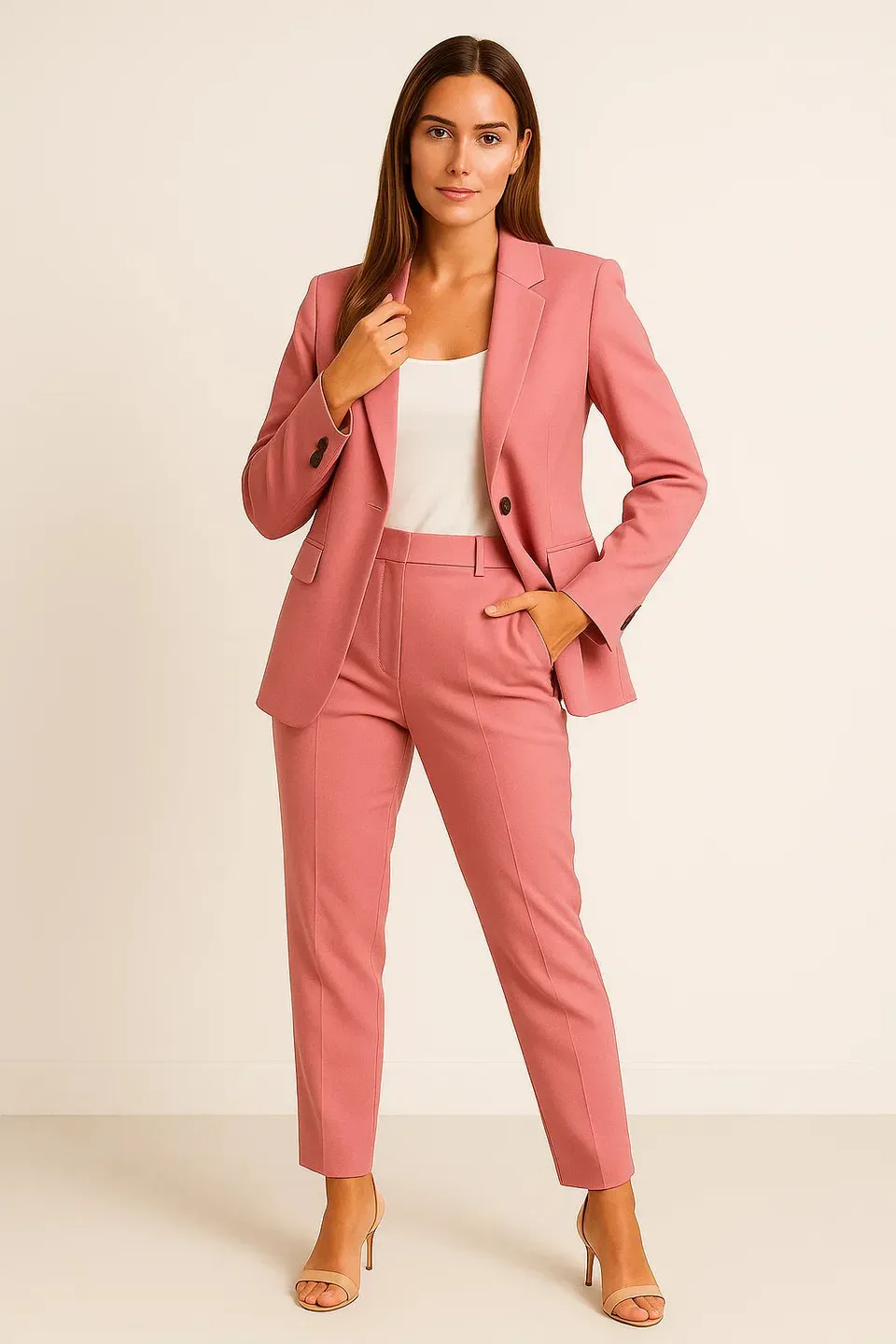 Norielle Slim Fit dámský kostým růžový