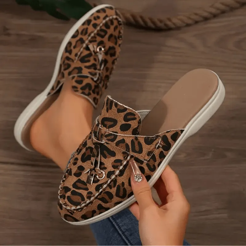 Norielle Mocassin leopardí mules hnědé nazouvací