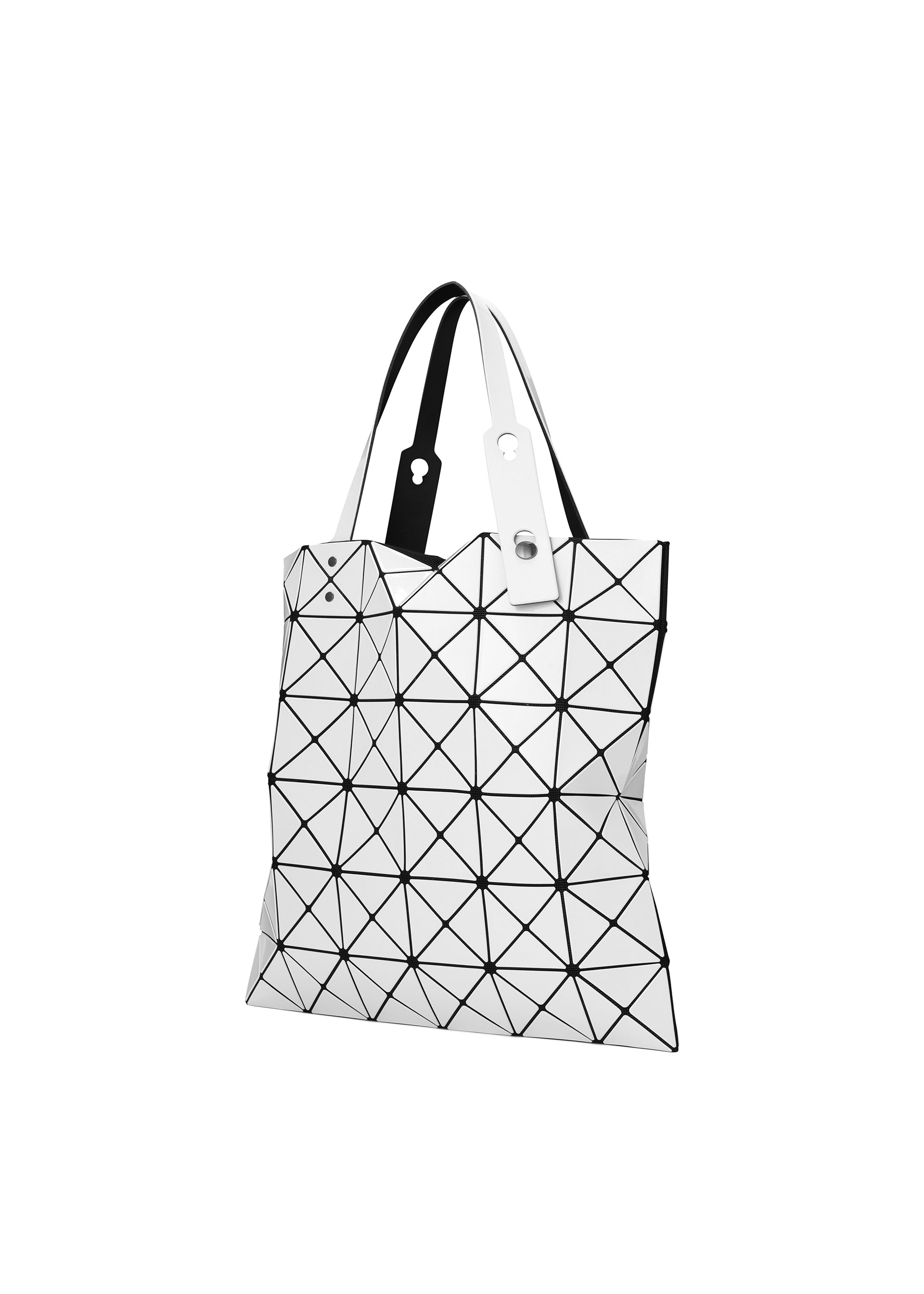 Issey Miyake Lucent tote kabelka bílá trojúhelníky A4