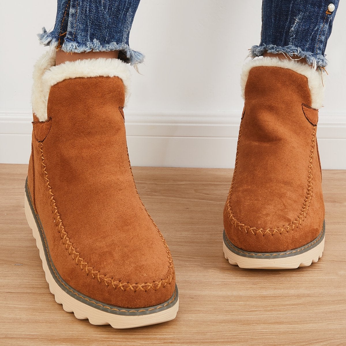 Norielle zimní kožíškové boots Hnědá semiš