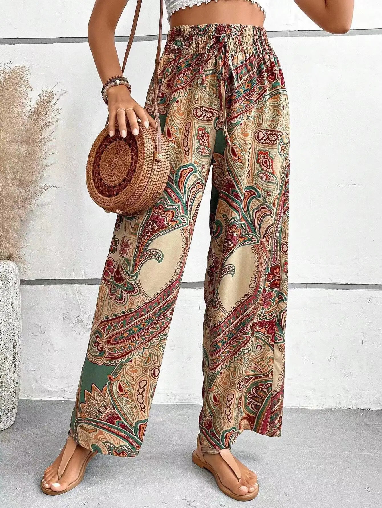 Norielle boho kalhoty se vzorem khaki