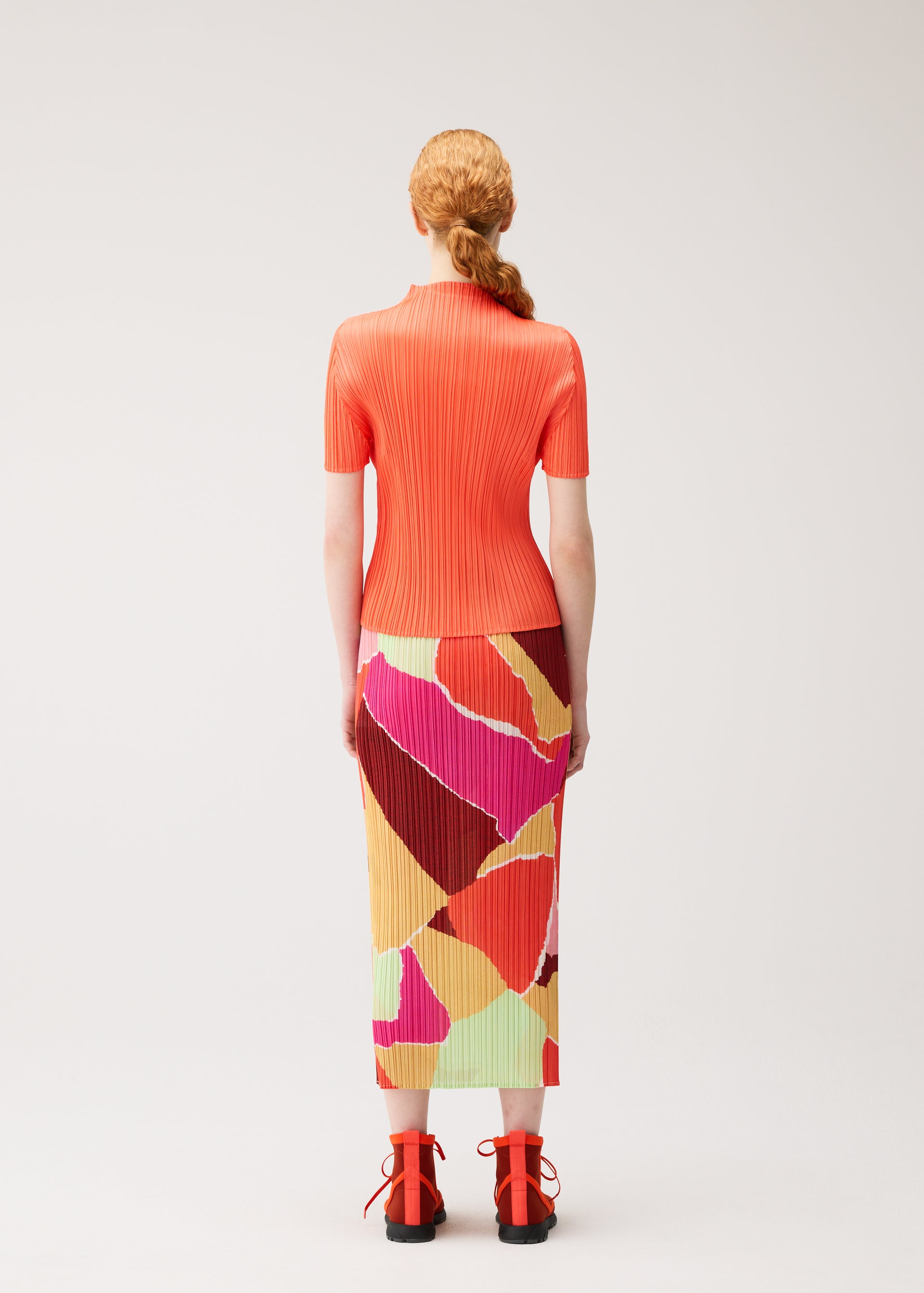 Issey Miyake Surprise! sukně oranžová vzorovaná