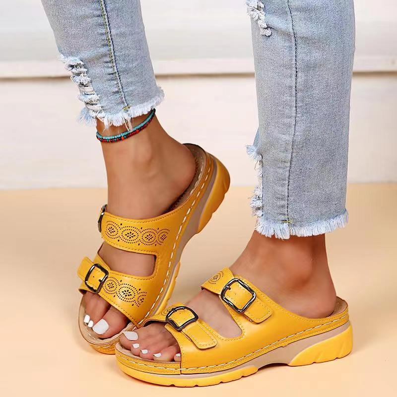 Norielle sandály hnědé dvě přezky platforma