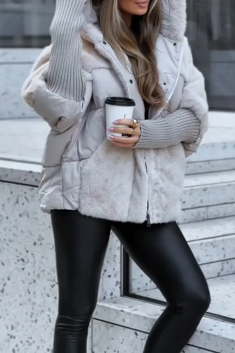 Norielle dámská zimní bunda šedá s kapucí