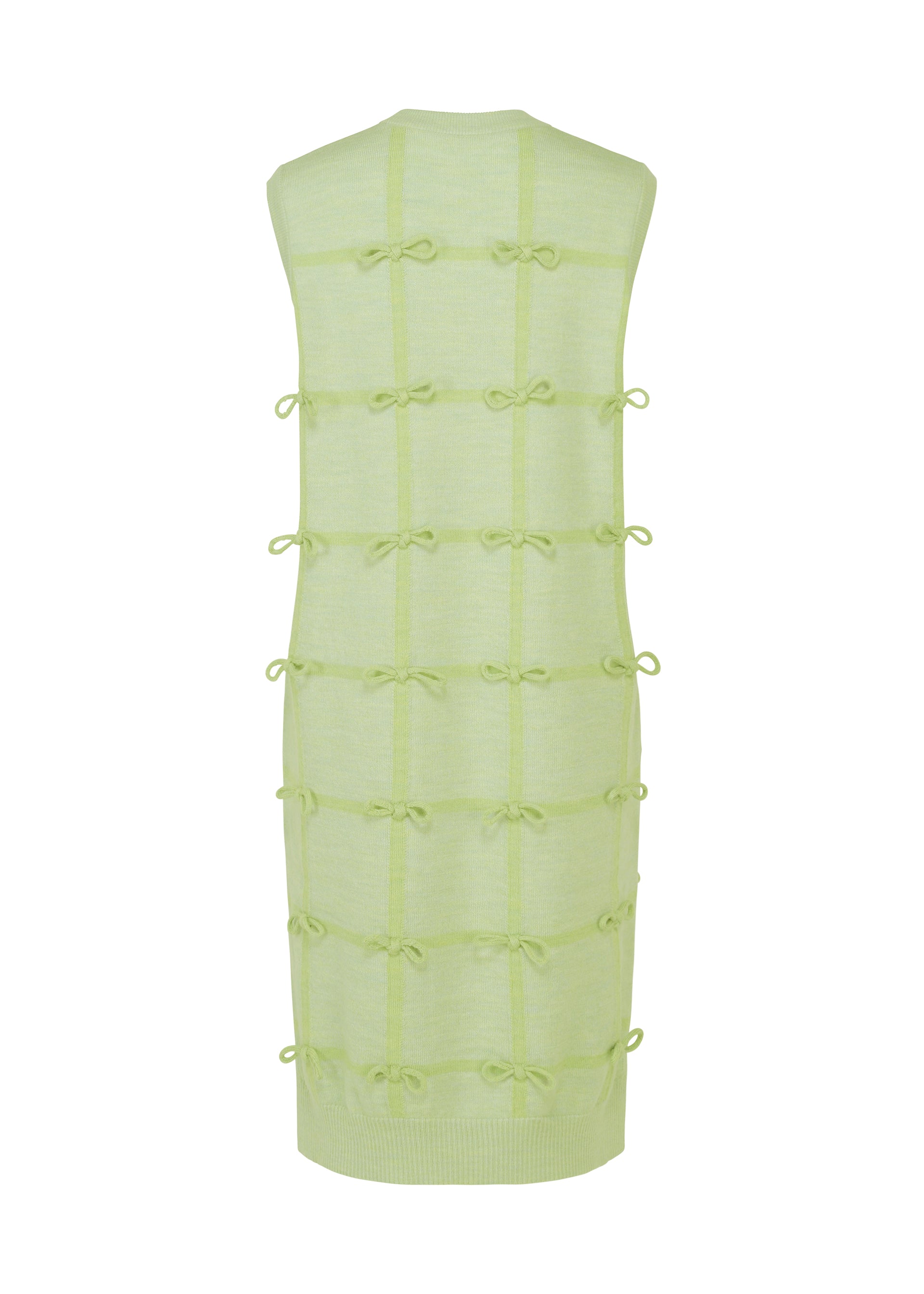 Issey Miyake Ribbon Knit vlněné šaty šedé s mašlemi