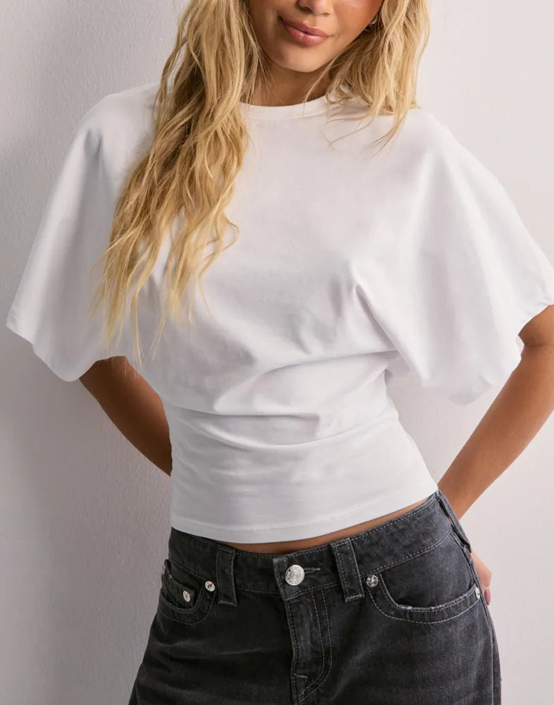 Norielle oversize tričko se širokými rukávy hnědé volný střih