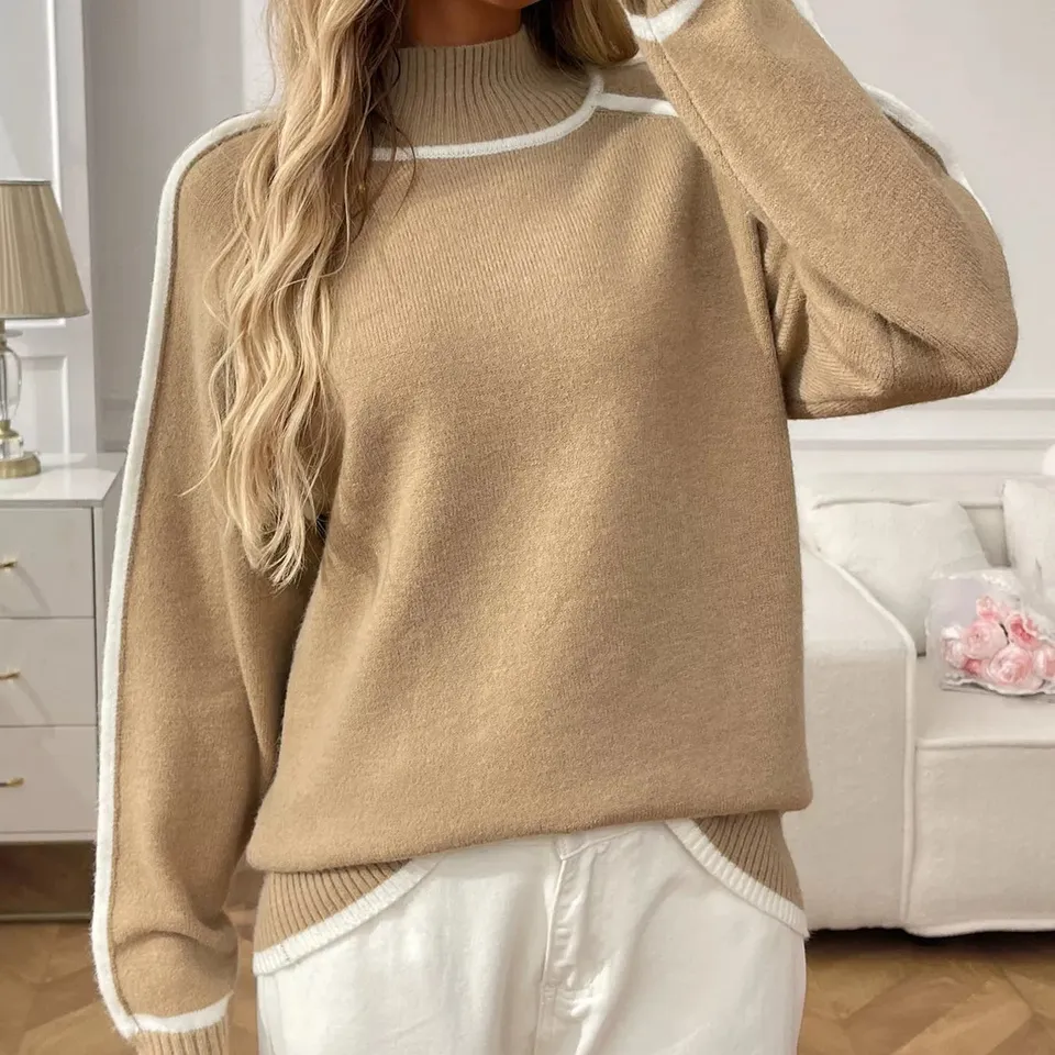 Norielle dámský pulovr s kulatým výstřihem khaki