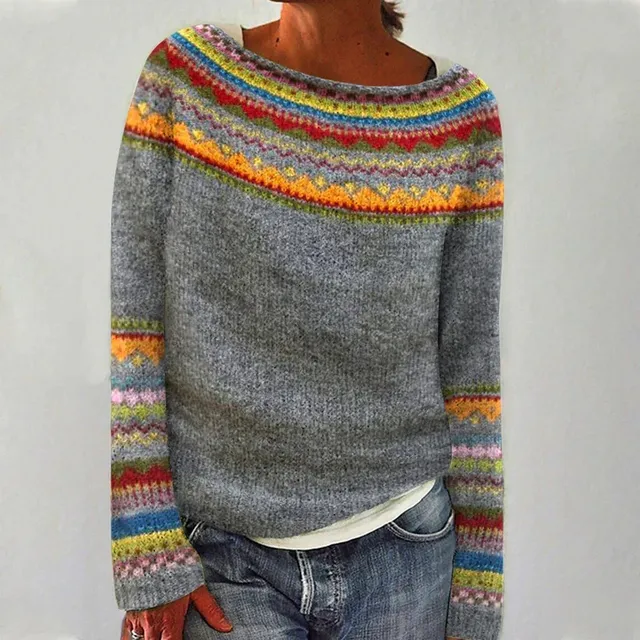 Norielle Fair Isle pletený svetr žlutá lodičkový výstřih
