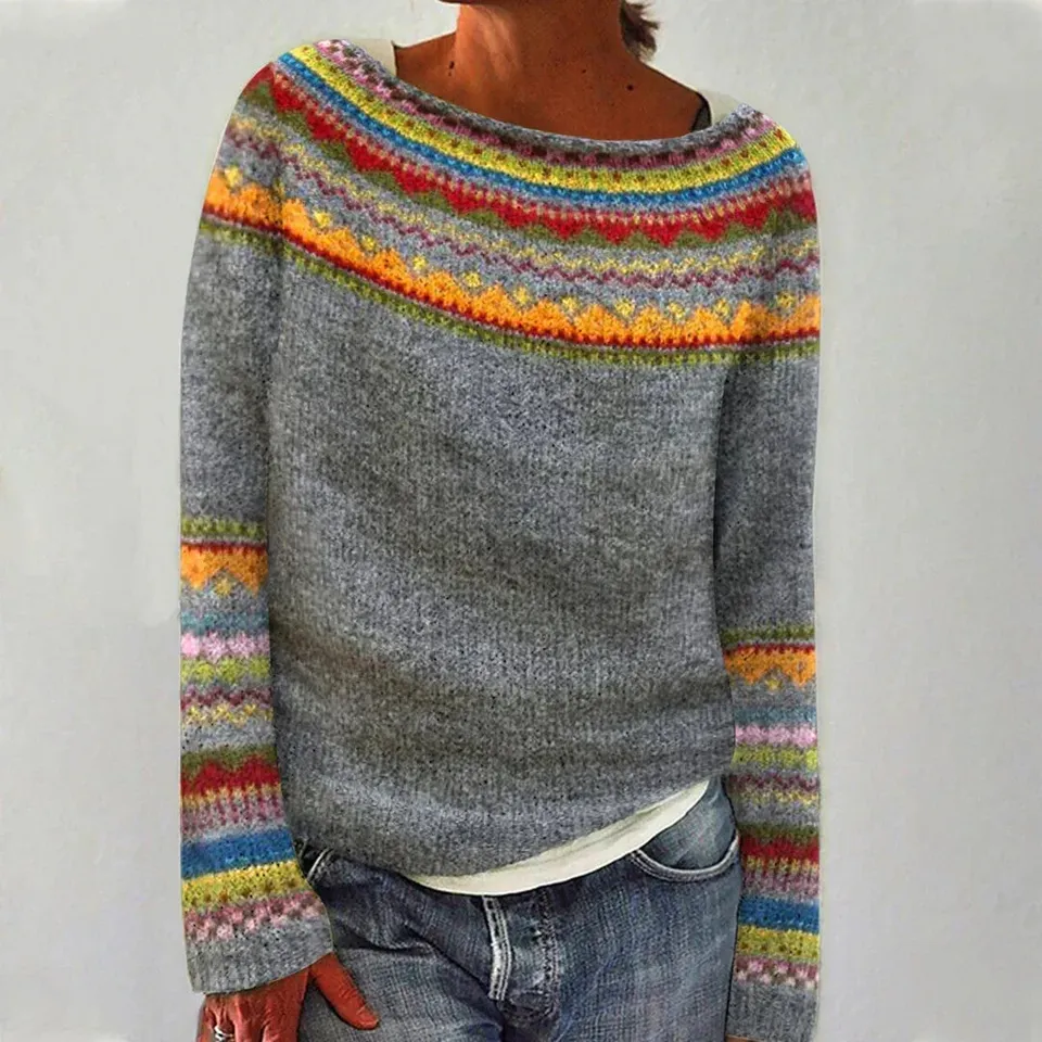 Norielle Fair Isle pletený svetr žlutá lodičkový výstřih