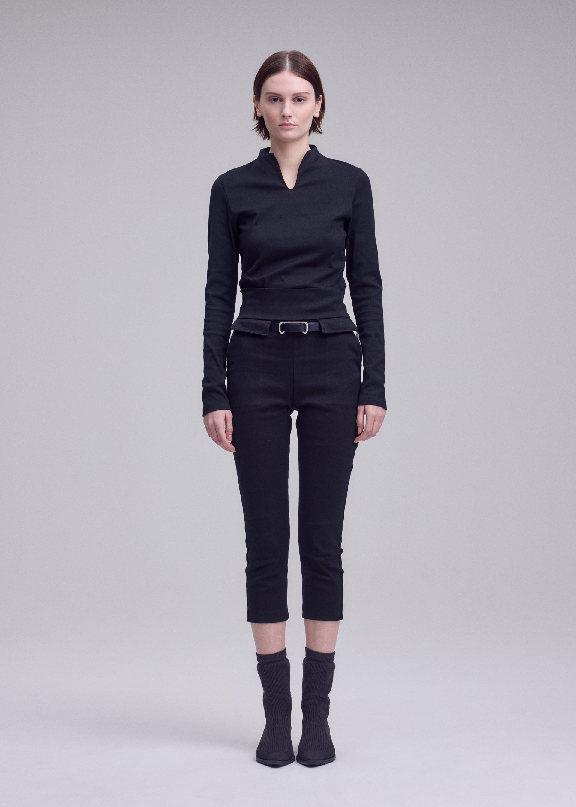 Issey Miyake Extension Cotton capri kalhoty off-white strečové