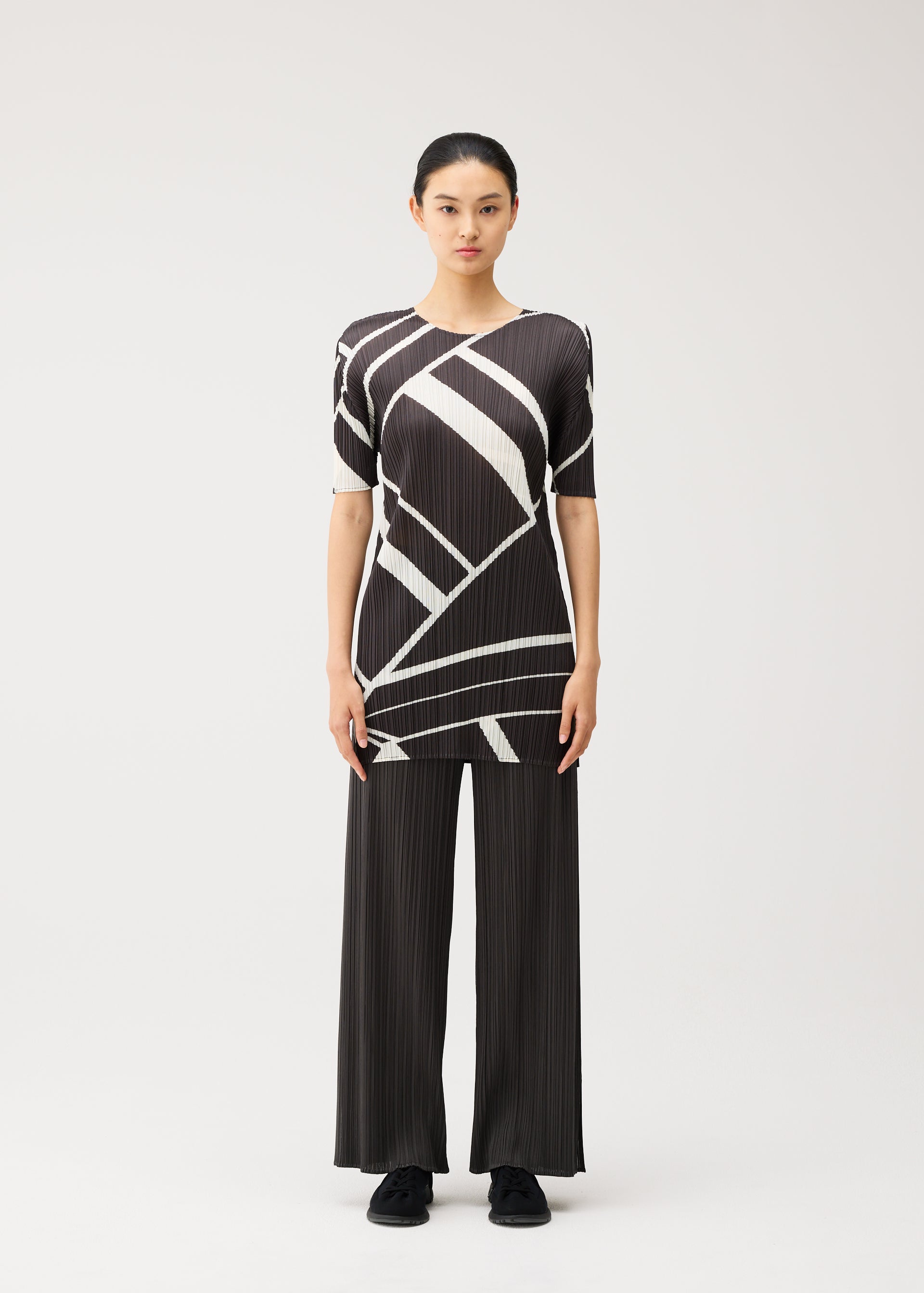 Issey Miyake Fold Line tunika off white vel. 3 linková